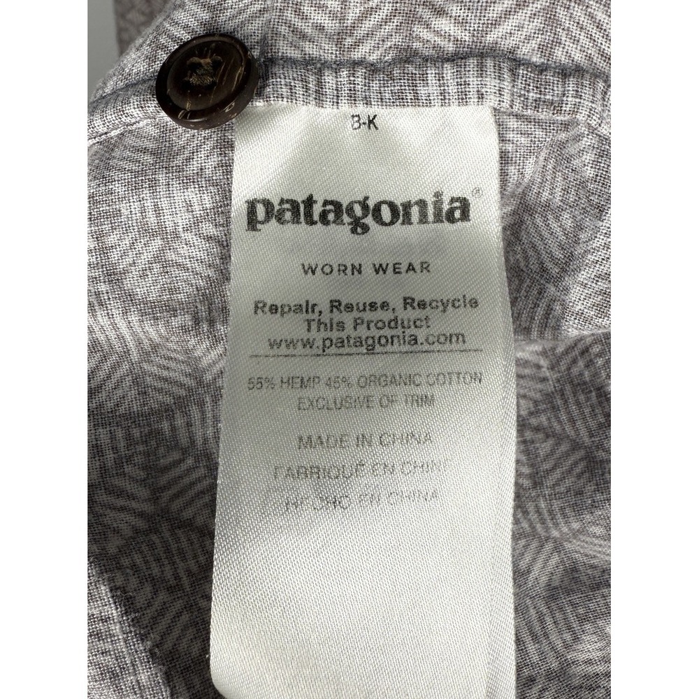 Patagonia Men's Medium Gray Short Sleeve Geometric Button Up Shirt Hemp Cotton - Picture 8 of 10